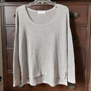 White & Blue Striped Knit Sweater Made in USA Lightweight XS